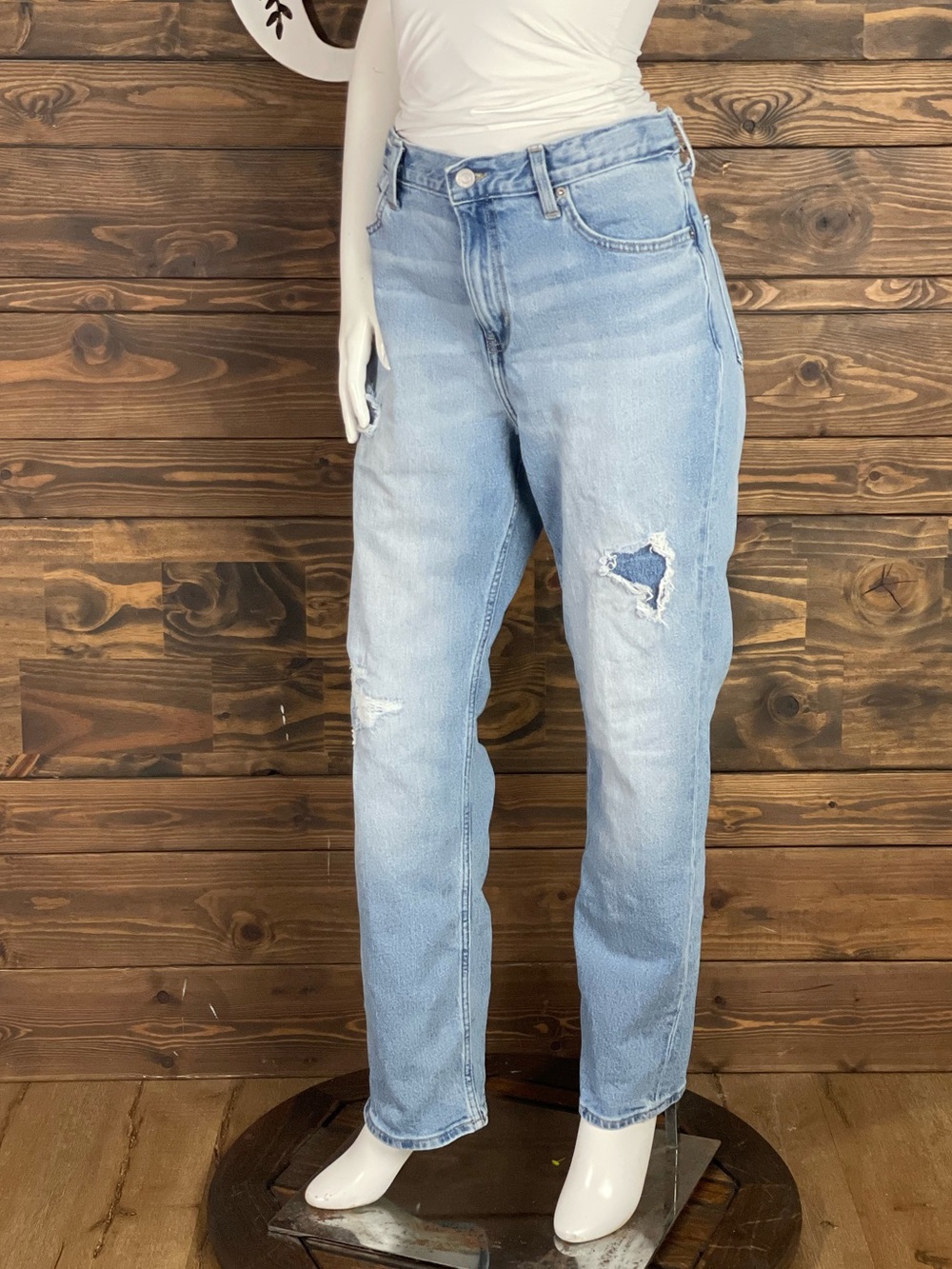 Old Navy | Light Blue Distressed Boyfriend Jeans Loose Built in Flex Denim Pants